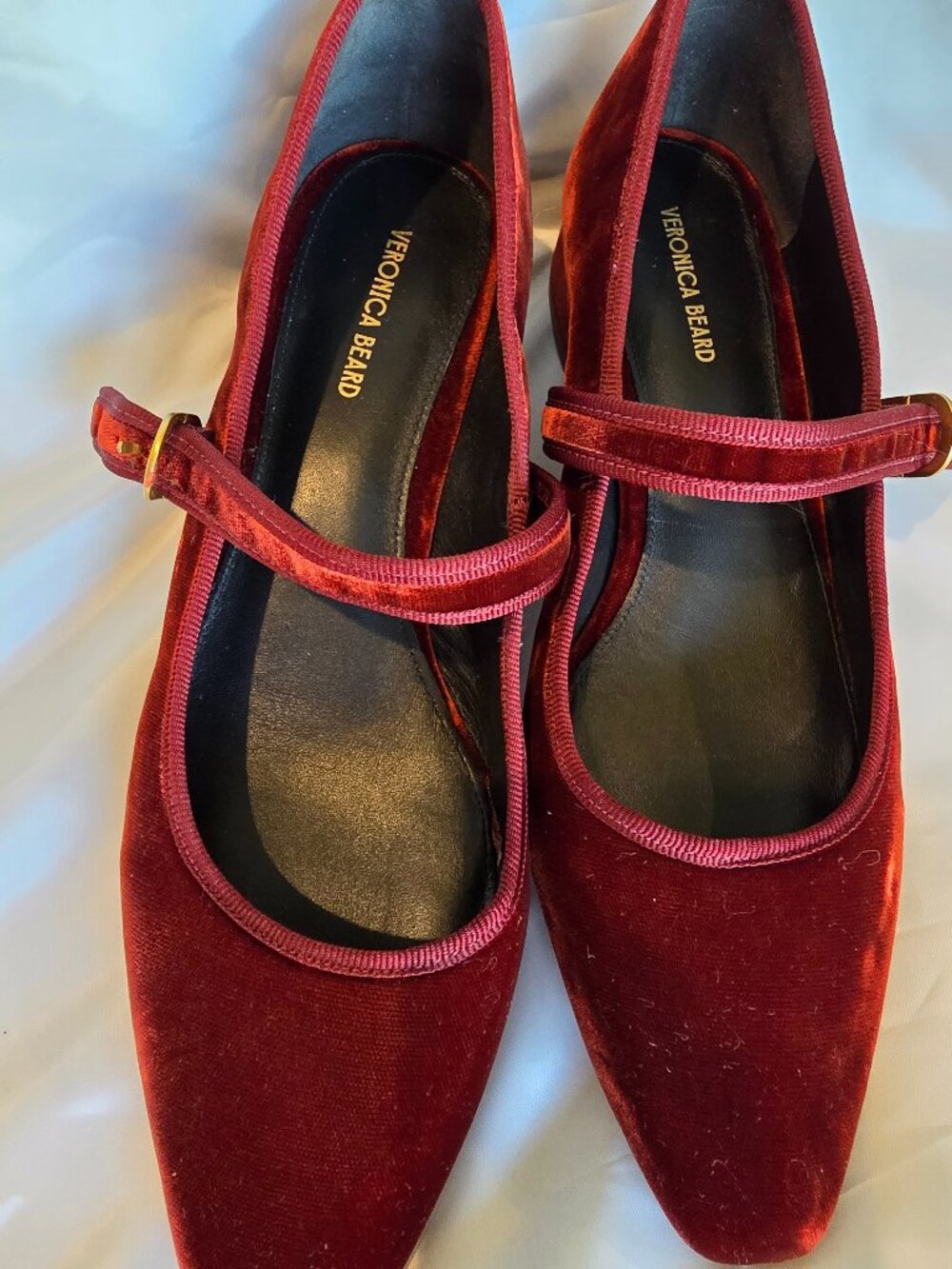 VERONICA BEARD BURGUNDY VELVET MARY JANE BLOCK HEEL SHOES – SIZE 8.5